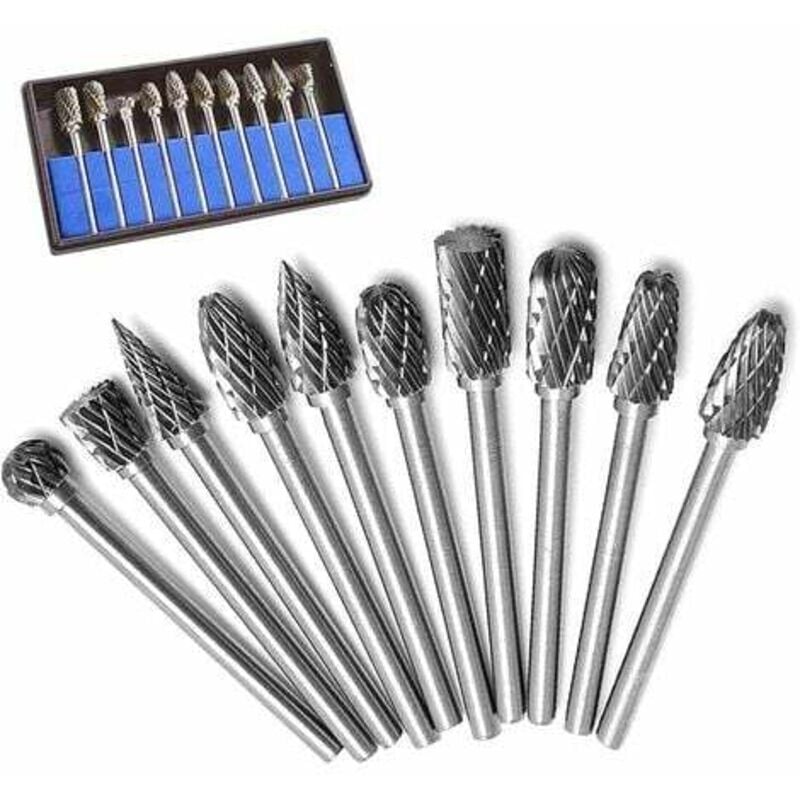 Image of Hartmetall-Rotationsfräser, zweischneidig, 3-mm-Schaft, für Rotationswerkzeuge. 10 Stück