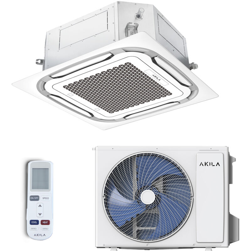 Akila - haruki 24 - Climatiseur Cassette Réversible - Mono-Split 24000 btu (7900W) - Climatisation Chauffage Silencieux - Idéal Grandes Pièces