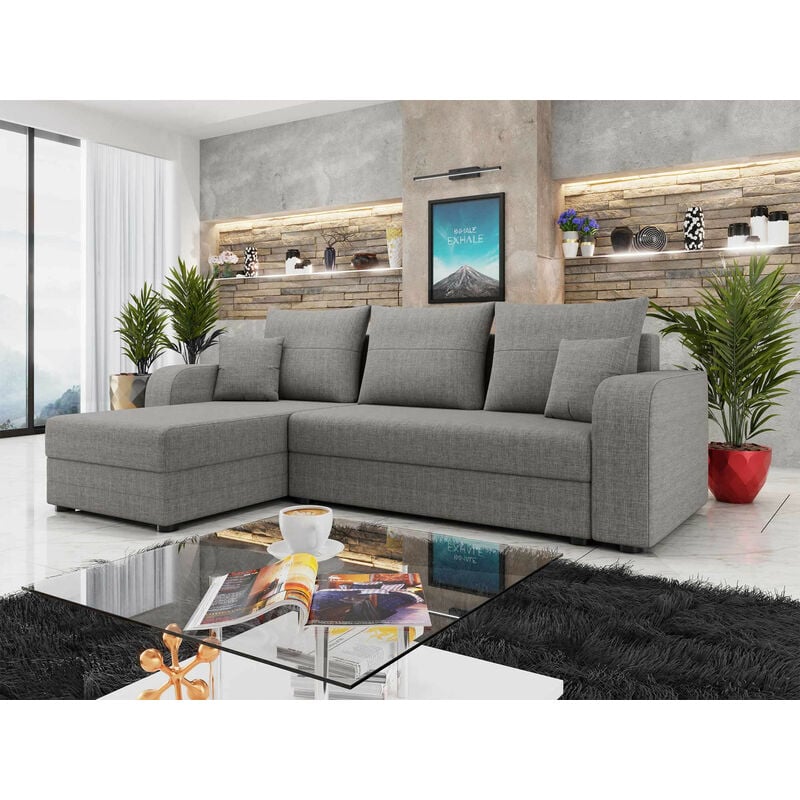 Harvey - canapé d'angle réversible - 4 places - convertible avec coffre - en tissu