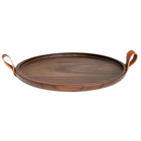 Harvey Candle Plate - Acacia Wood - L28 x W28 x H2 cm - Walnut