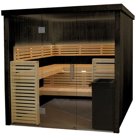 Harvia Fenix 2020S Sauna Saunakabine aus Fichte schwarz Indoor-Sauna 206 x 203 x 201 cm