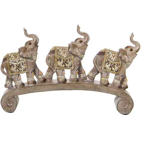 Harz Figur 3 Goldene Elefanten 26x5x16cmpour Alle Stile, um zu Hause eine Note zu verleihen