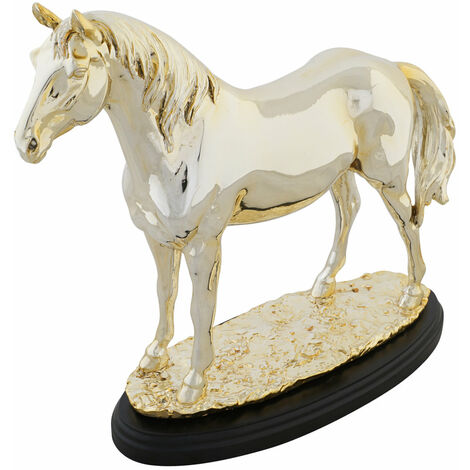 Harzfigur 30x11.5x26 Gold Metallic Horse Harz mehrfarbige Farbfamilienfamilien -Figuren Dekoration Details