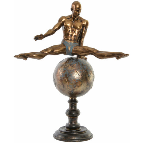 Harzfigur 36x19x46 Gymnast Gold gealtertes Harz mehrfarbige Farbfamilienfamilien -Figuren Dekoration Details