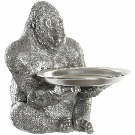 Harzfigur 38x55x52 Silber Gorilla Harzmaterial mehrfarbige Farbfamilien Dekoration Figuren Details