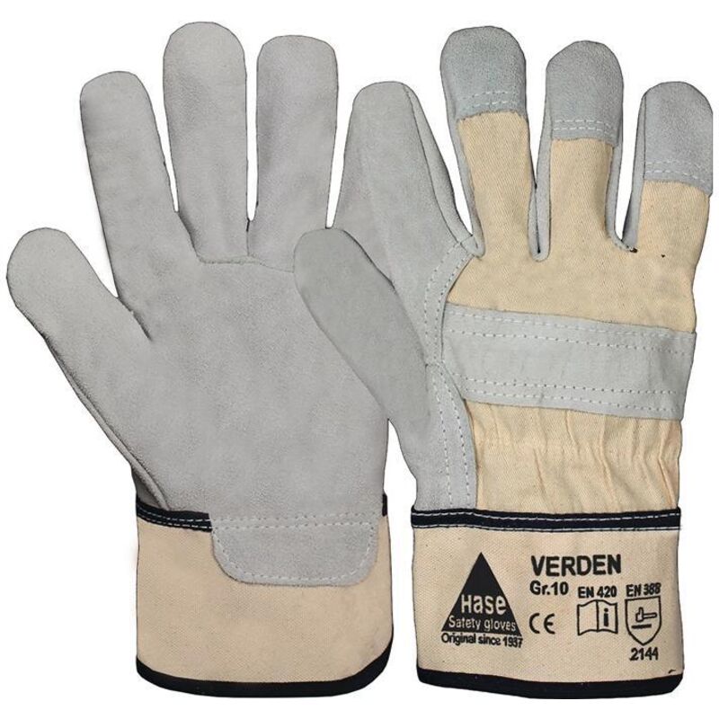 Hase Safety Gloves - Gant Verden Taille 10 gris/nature croûte de cuir EN 388