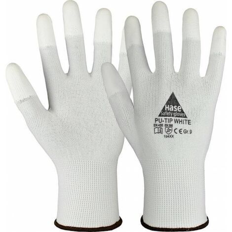 Hase Montagehandschuhe Feinstrick "PU Tip White" 6
