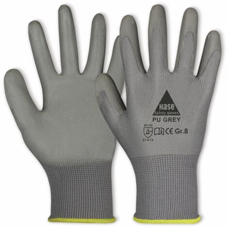 Hase Montagehandschuhe Grau Größe 7, Polyester 10 Stk