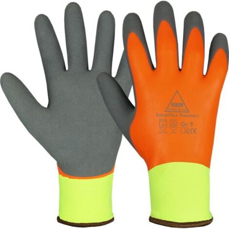 HASE SAFETY GLOVES Latex-Arbeitshandschuh Winter, neongelb/orange/grau, Gr 9