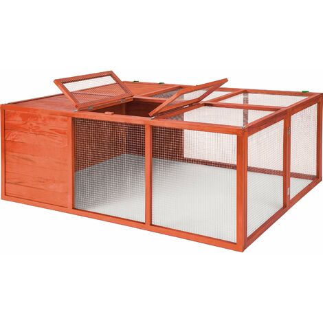 Hasenstall faltbar 159x109x55cm - Freilaufgehege, Kleintierstall, Kleintierkäfig - braun - braun