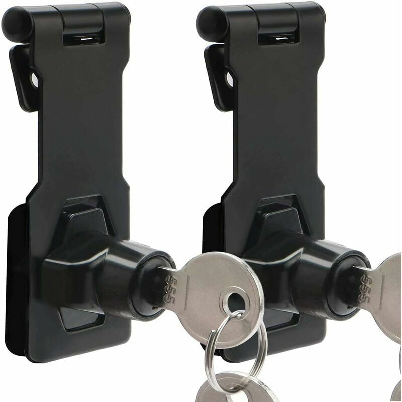 Hasp Lock, Door Latch Lock Buckle 2 Pack 3 Inch 2 in 1 Lock Buckle and Padlock with Padlock and Key for Punch-Free Doors/Cabinets