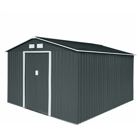 Hattoro – Abri de jardin métal XXL 277 × 319 × 192 cm – Tôle d'acier galvanisée – Toit à pignon – Cadre de fondation inclus – 12,5 m³
