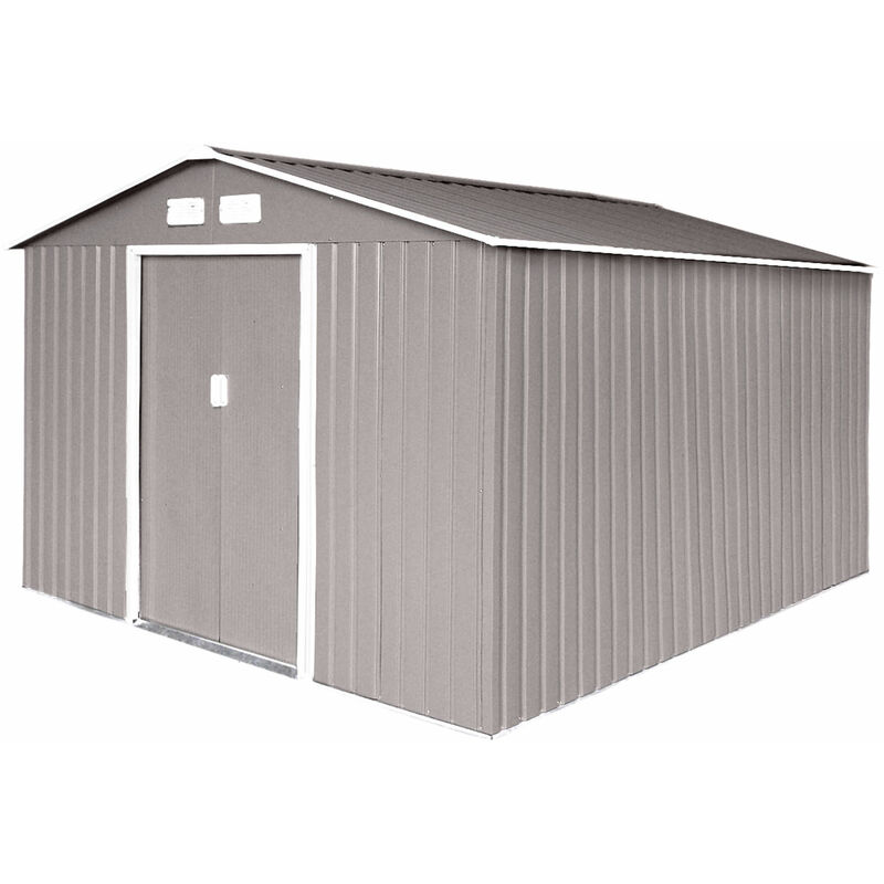 Hattoro - S300 abri de jardin métallique avec cadre de plancher xxl 277 × 319 × 192 cm (LxPxH) 12,5 m³ toit à pignon gris clair