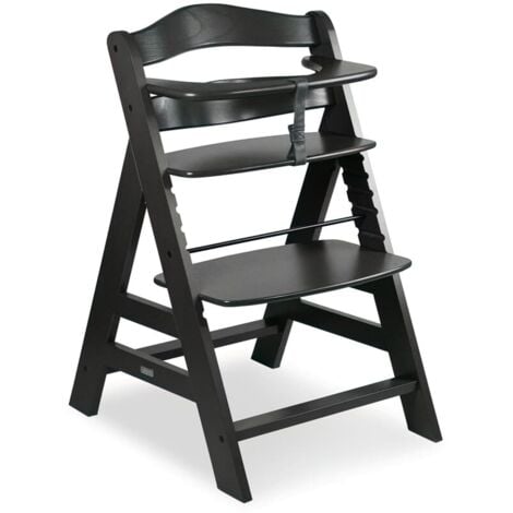 Hauck Alpha+ Select Charcoal Holzhochstuhl ab Geburt, Holz (FSC), 5-Punkt Gurt