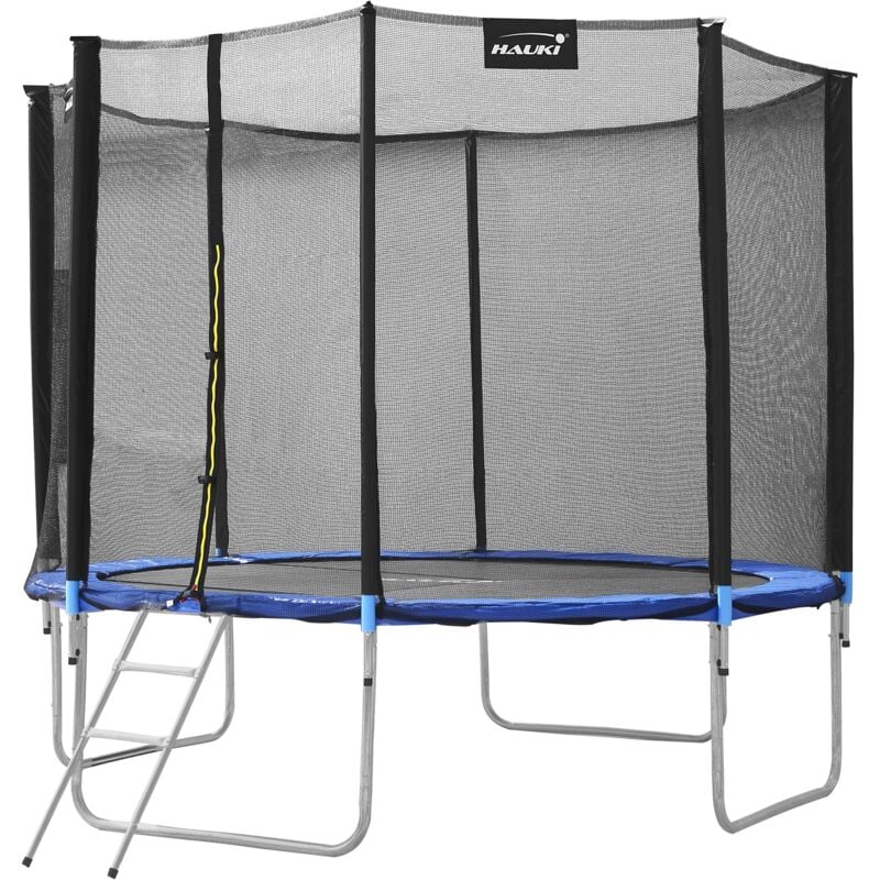 Trampoline d'Extérieur, ø 366 cm, Bleu, Certifié gs, Trampoline de Jardin Rond pour Enfants, jusqu'à 150 kg, Kit complet avec Filet de Sécurité,