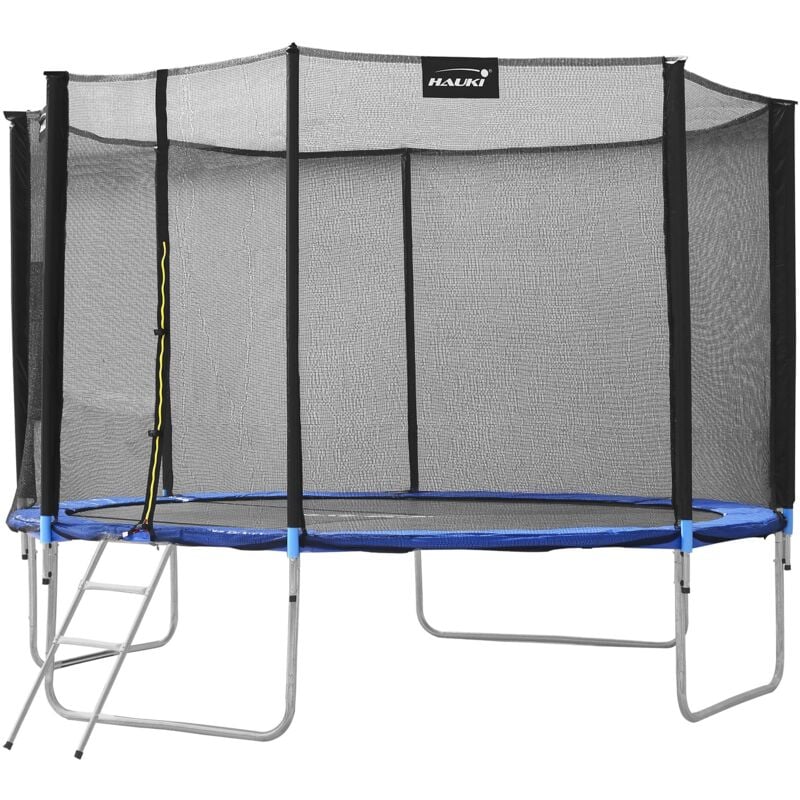 Trampoline d'Extérieur, ø 427 cm, Bleu, Certifié gs, Trampoline de Jardin Rond pour Enfants, jusqu'à 150 kg, Kit complet avec Filet de Sécurité,