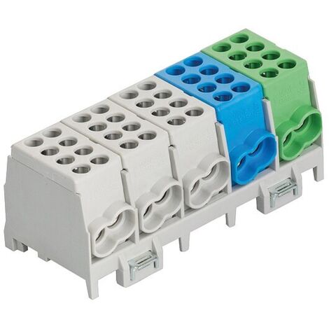 Hauptleitungs-Abzweigklemme - 3x grau, 1x blau, 1x grün 10x Eingang 25 mm² / 10x Ausgang 25 mm²