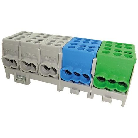 Hauptleitungs-Abzweigklemme - 3x grau, 1x blau, 1x grün 10x Eingang 25 mm² / 14x Ausgang 16 mm²