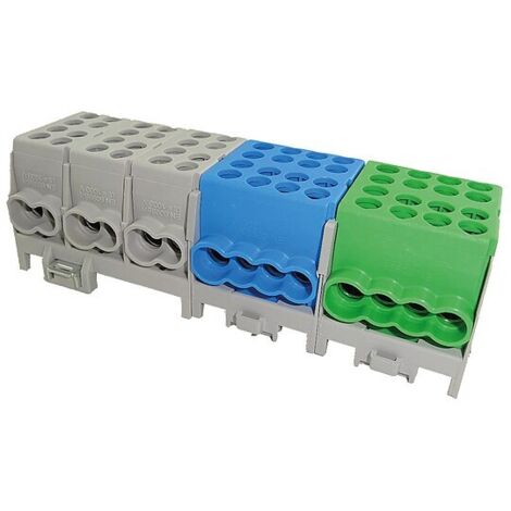 Hauptleitungs-Abzweigklemme - 3x grau, 1x blau, 1x grün 10x Eingang 25 mm² / 18x Ausgang 16 mm²