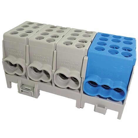 Hauptleitungs-Abzweigklemme - 3x grau, 1x blau, 4-polig 8x Eingang 25 mm² / 10x Ausgang 16 mm²
