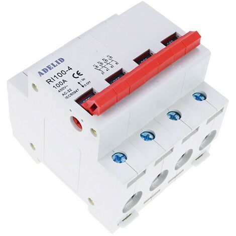 Hauptschalter Ausschalter Trennschalter Leistungstrenner 4-polig 100A 400V AC DIN-Schienenmontage