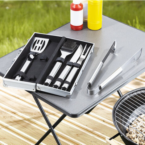 Kit Barbecue 10 Pièces En Acier Inoxydable Avec Sac - Ustensiles De Grill Portable Pour Jardin Et Camping