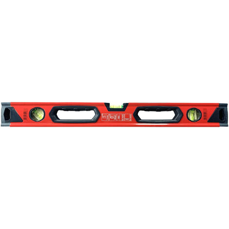 HAUSHALT Wasserwaage 600 mm mit 3 Libellen ergonomischer gummierter Griff 384 g rot