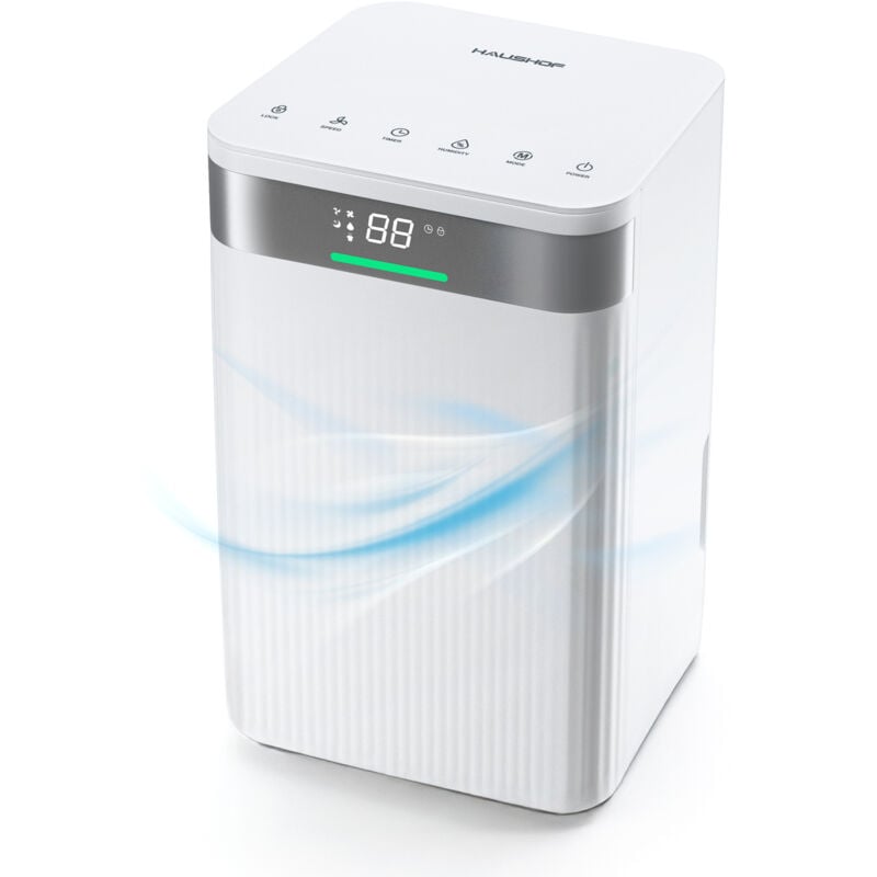 Haushof - Déshumidificateur d'Air Electrique 12L/Jour, Déshumidificateur Anti Moisissure Portable Silencieux 38dB, Minuterie 24h, 3 Modes