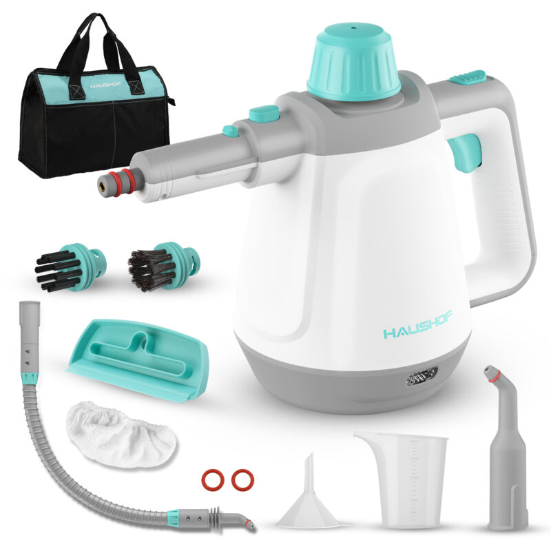 Nettoyeur vapeur à main 450 ml – Puissance 1200W – Pression jusqu'à 3,0 bars – Température 105°C – 8 accessoires pour nettoyage ciblé – Haushof