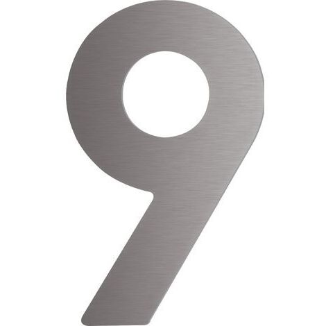 Hausnummer 9 - Höhe 120 mm, mit 2 Gewindenocken M5, Edelstahl