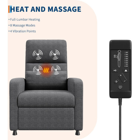 HAUSPROFI - 83Dx76Wx102H cm - Elektrischer Relaxsessel mit Massagefunktion (4-Punkt-Massage) und Heizfunktion, mit verstellbarer Fußstütze und Rückenlehne, mit Fernbedienung und Aufbewahrungstasche