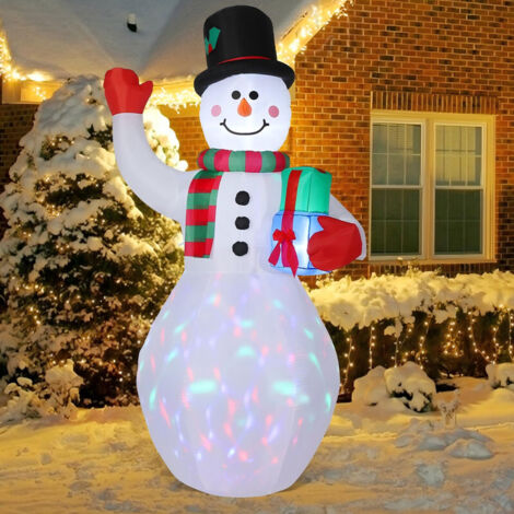 HAUSPROFI Gonfiabile lumiso CC da 5FT/8FT con luci LED rotanti, decorazione di Natale per giardi, cortile, terrazza, festa - Decorazioni per esterni e interni