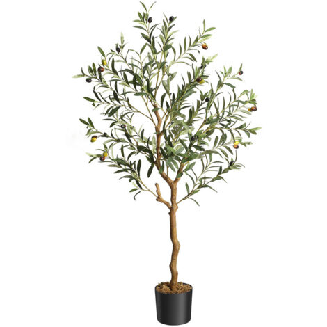 HAUSPROFI Künstlicher Olivenbaum 1,2m, Kunstpflanze im Topf. Sicheres PE-Material, Kippschutz, geruchlos, wasserfest. Ideal für Zuhause, Büro, Lagerhaus, Innen- & Außendekoration.
