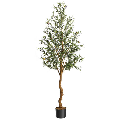 HAUSPROFI Künstlicher Olivenbaum 1.8m, Kunstpflanze im Topf. Sicheres PE-Material, Kippschutz, geruchlos, wasserfest. Ideal für Zuhause, Büro, Lagerhaus, Innen- & Außendekoration.