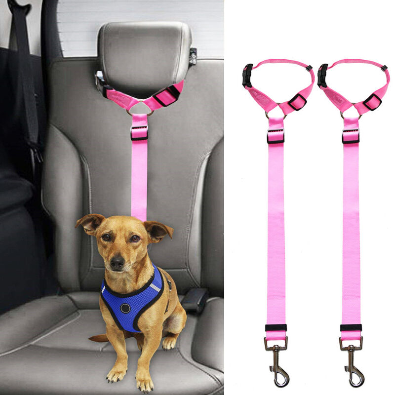 Haustier Auto Sicherheit Lanyard, Doggy Sicherheitsgurt mit Ring, Rücksitz Pull Seil 2pcs lila,a
