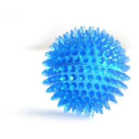 Haustierspielzeug für Hunde, Katzen und Welpen, Quietschball mit Polka-Motiv, Zahnreinigungsball aus TPR, Kauspielzeug für Hunde, Dornenbälle, Zubehör, Blau, L-11CM