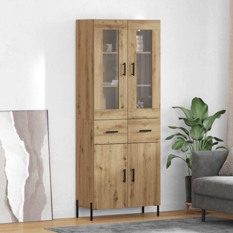 Haut Armoire Montage mural-Meuble de rangement Chêne artisanal 69,5 x 34 x 180 cm 523636