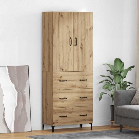 Haut Armoire Montage mural-Meuble de rangement Chêne artisanal 69,5 x 34 x 180 cm 976130