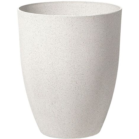 Haut Cache-Pot Blanc Cassé Rond Effet Pierre en Polyrésine Diamètre 43 cm Pot de Fleurs Idéal au Design Moderne pour Extérieur et Intérieur Beliani