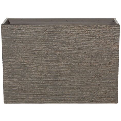 Haut Cache-Pot Marron Rectangulaire 34 x 80 x 56 cm Bac à Fleurs en Pierre et Polyrésine au Design Moderne Idéal pour Extérieur et Intérieur Beliani