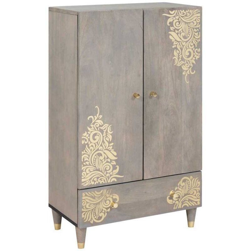 Haut Armoire avec étagère Gris et or 60 x 33,5 x 100 cm vidaXL