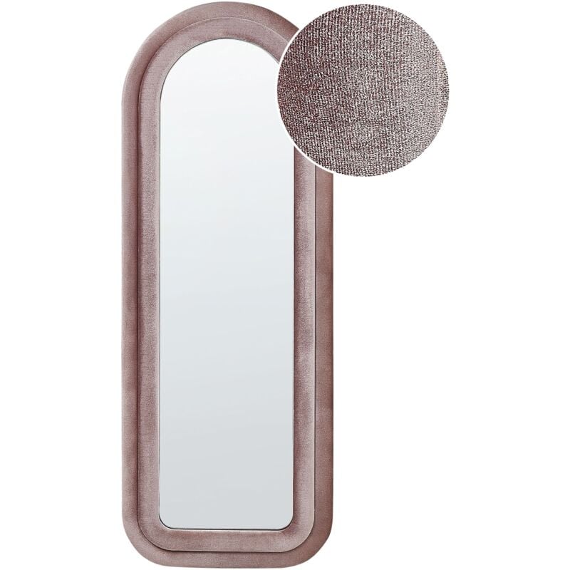 Haut Miroir Mural Moderne en Velours Rose 60 x 160 cm Forme en Arc Cadre en MDF Culan