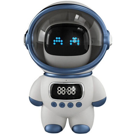 Haut-parleur Bluetooth astronaute avec horloge et veilleuse – Puce AI 5.1 – Autonomie jusqu'à 168 heures – Cadeau d'anniversaire blanc