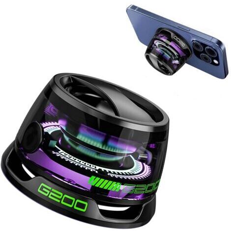 Haut-parleur Bluetooth magnétique G200 portable avec lumière multicolore RVB et support de téléphone, haut-parleur Bluetooth Magbeat étanche pour les voyages en plein air