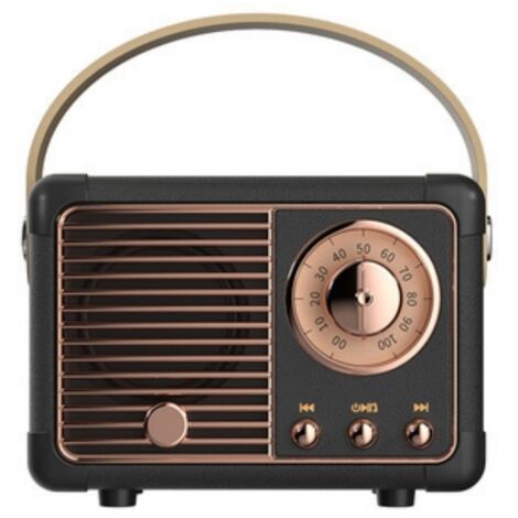 Haut-parleur Bluetooth vintage avec radio FM rétro, style classique, son puissant, connexion sans fil Bluetooth 5.0, compatible carte TF, couleur noire