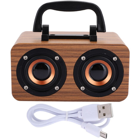 Haut-parleur Bluetooth Vintage en Bois, Lecteur de Musique Portable pour Téléphone et PC, Grain de Bois