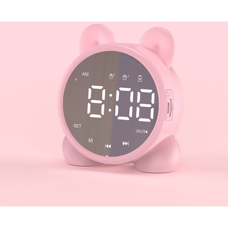 Haut-parleur compatible Bluetooth, écran lcd numérique, réveil, minuterie de sommeil, réveil de chevet pour enfants