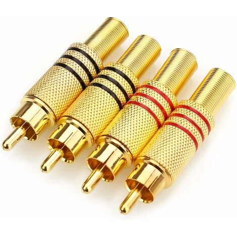 Haut-Parleur Phono RCA plaqué Or - Adaptateur de connecteur Balum de Type Balai Audio/vidéo à 2 vis pour multimédia et vidéo Surveillance -4P