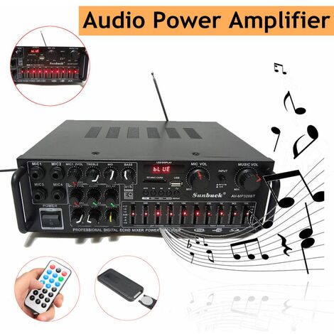 Haut-Parleur Stéréo Amplificateur Puissance Bluetooth 2.0 Audio HiFi Soutien 4 Microphone avec Télécommande Fantablau