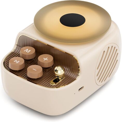 Haut-Parleurs Bluetooth Sans Fil 3 en 1, Haut-Parleurs Mignons Portables avec Plateau Aromatique, Design Rétro de Platine Vinyle, Lumières Ambientales Réglables pour Décoration Maison & Bureau, Cadeau